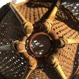 Set of two bamboo and cane lampshades