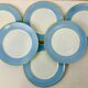 6 flat plates Limoges Haviland white and blue
