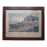 Lithograph "The Departure of the Stagecoach"