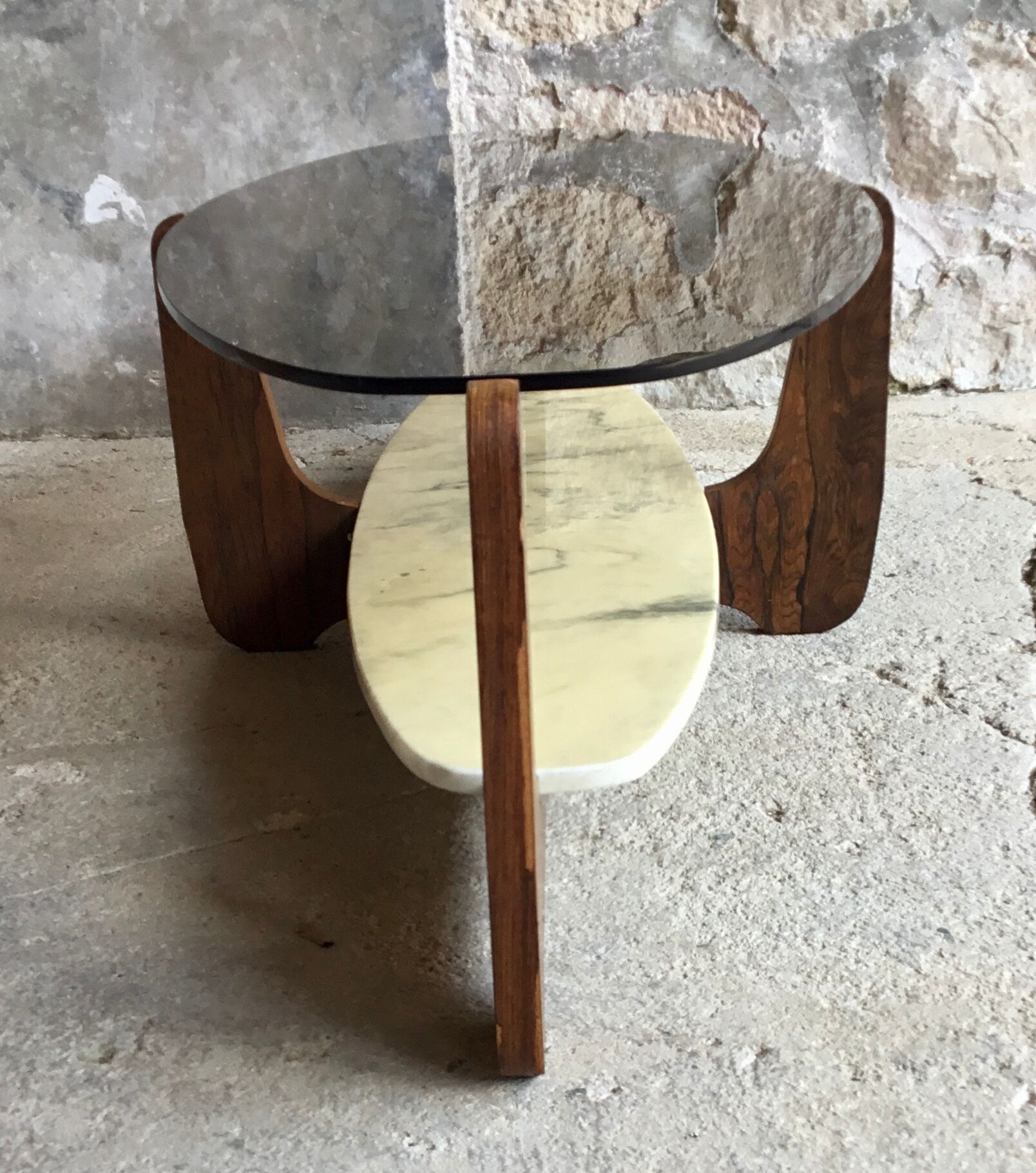 Large oval coffee table by Hugues Poignant - 1960