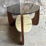 Large oval coffee table by Hugues Poignant - 1960