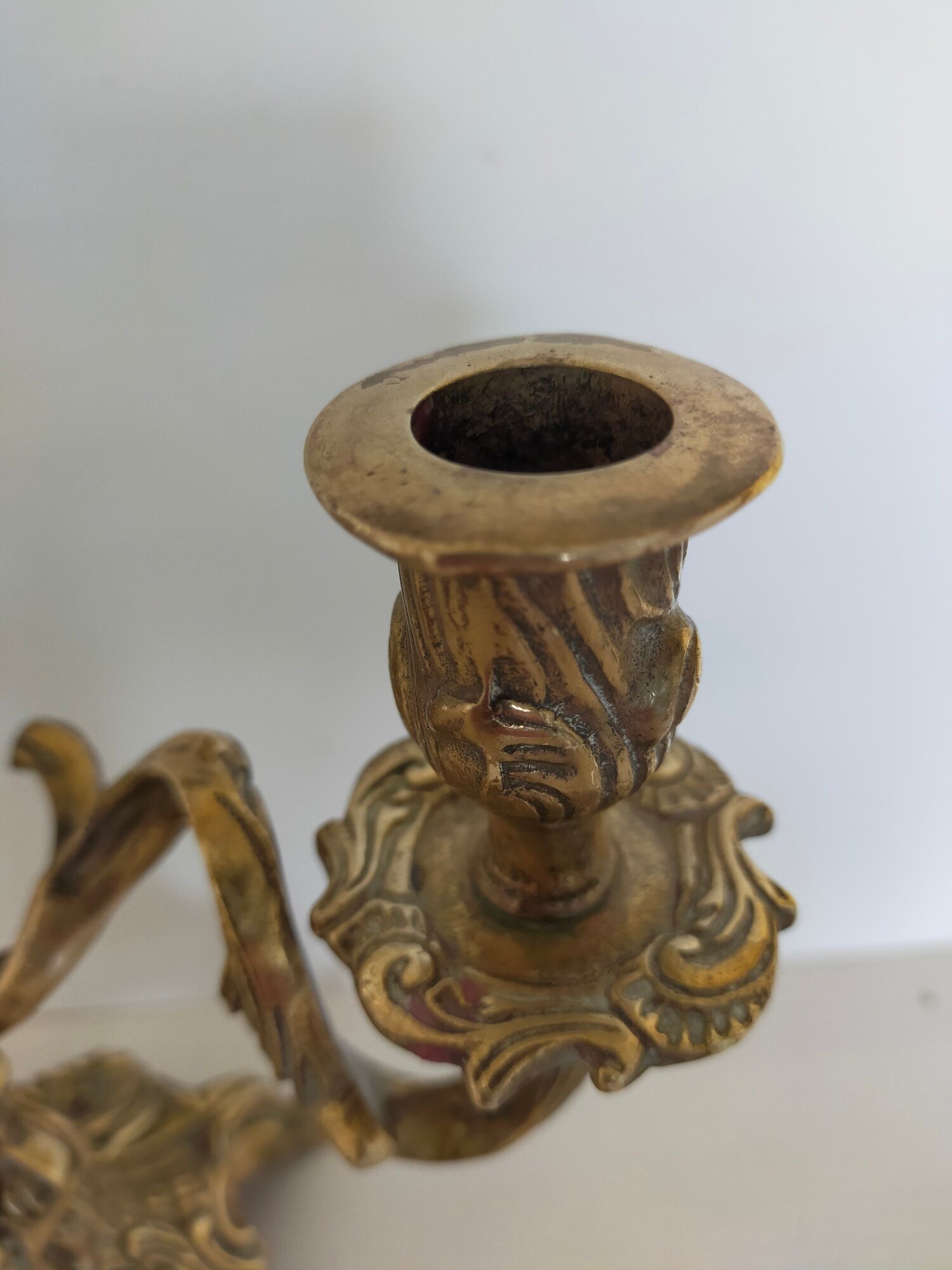 Pair of vintage brass 2-candle candelabra candlesticks