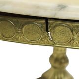 Table basse, d'appoint ronde en marbre et laiton