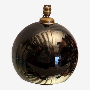 Pied de lampe boule vintage 1930-1950 en opaline noire