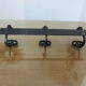 Wall coat rack 3 hooks in hammered wrought iron years 50 60