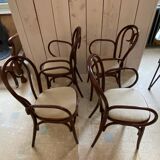 Set of 4 curved wooden armchairs