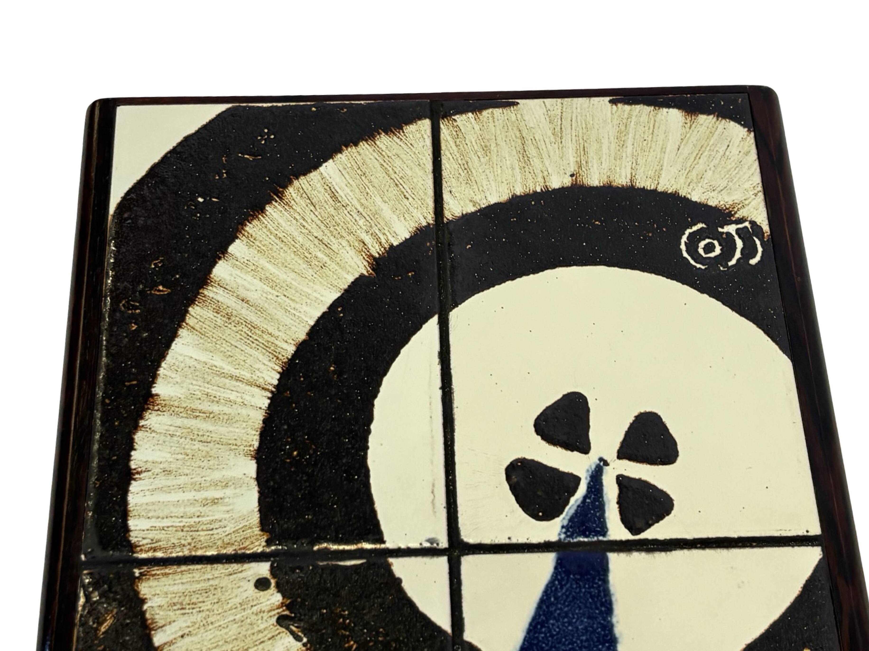 Vintage plant table small side table with rosewood tiles