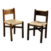 Pair of Méribel chairs by Charlotte Perriand, vintage edition BCB, circa 1950.