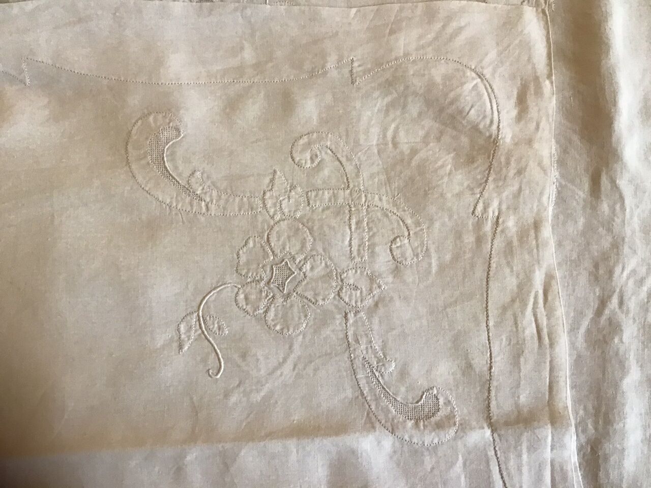 Large white ceremonial tablecloth