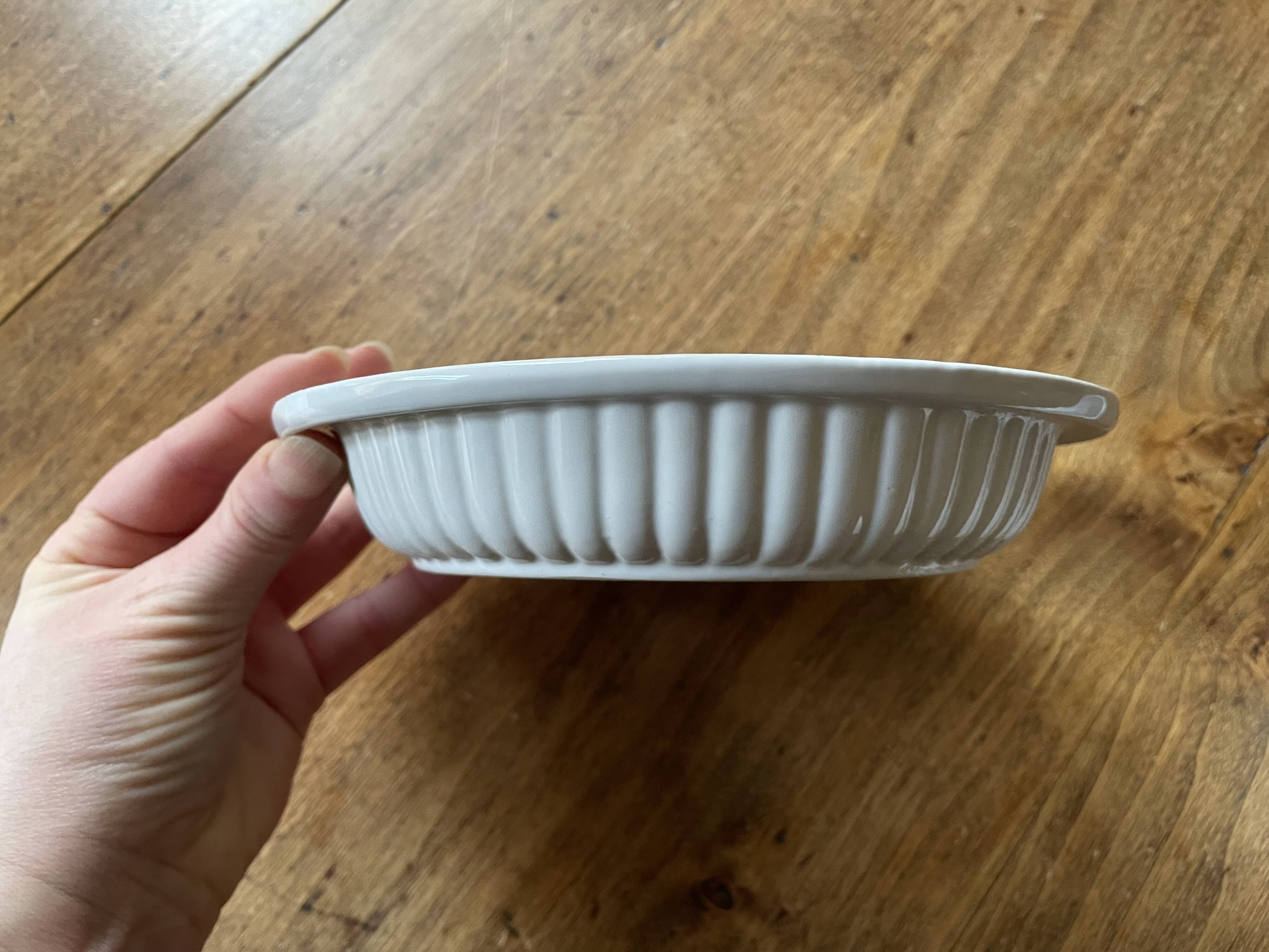 2 small old, vintage oven dishes - white ceramic