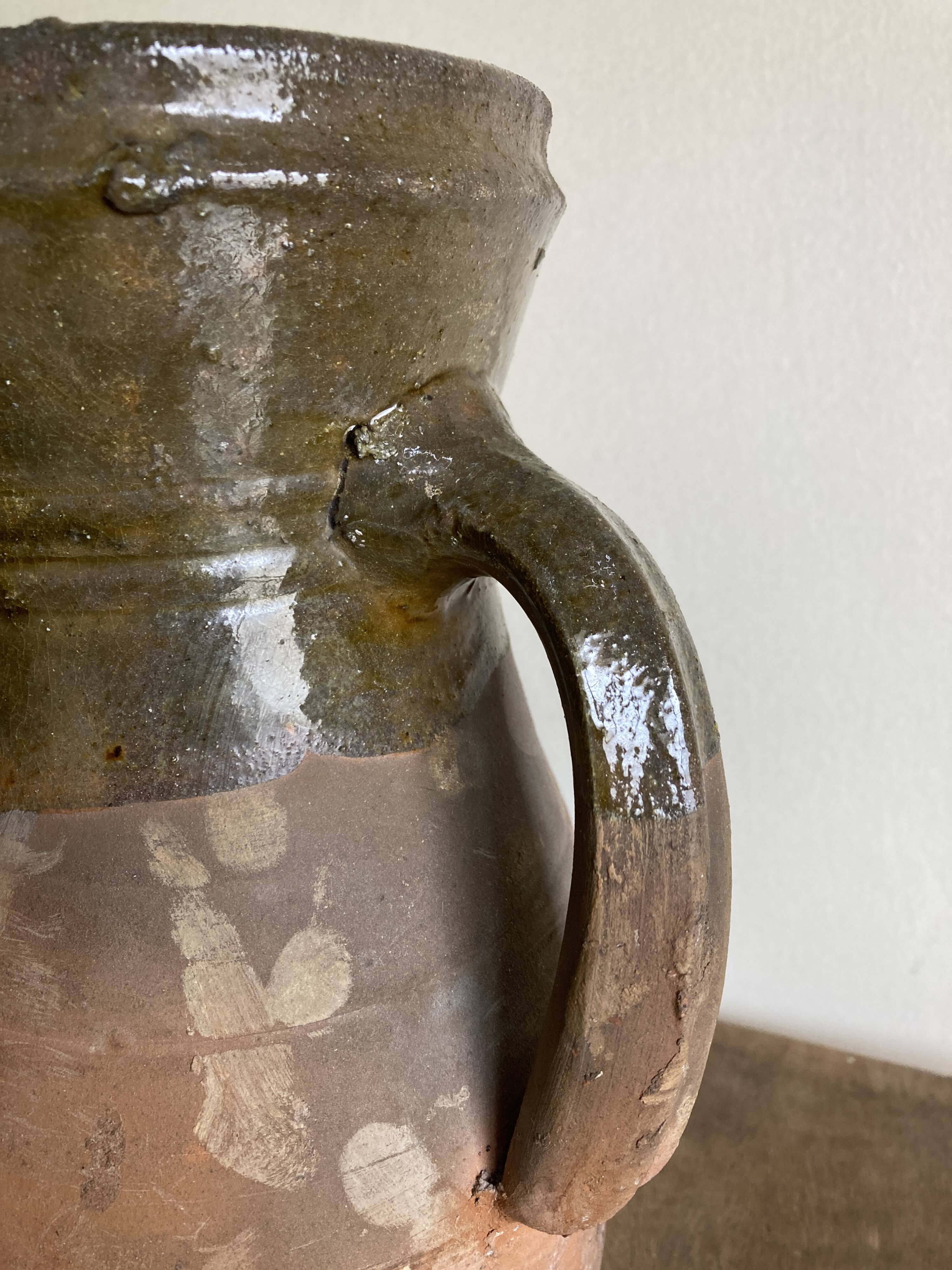 XL vase jar amphora in glazed terracotta