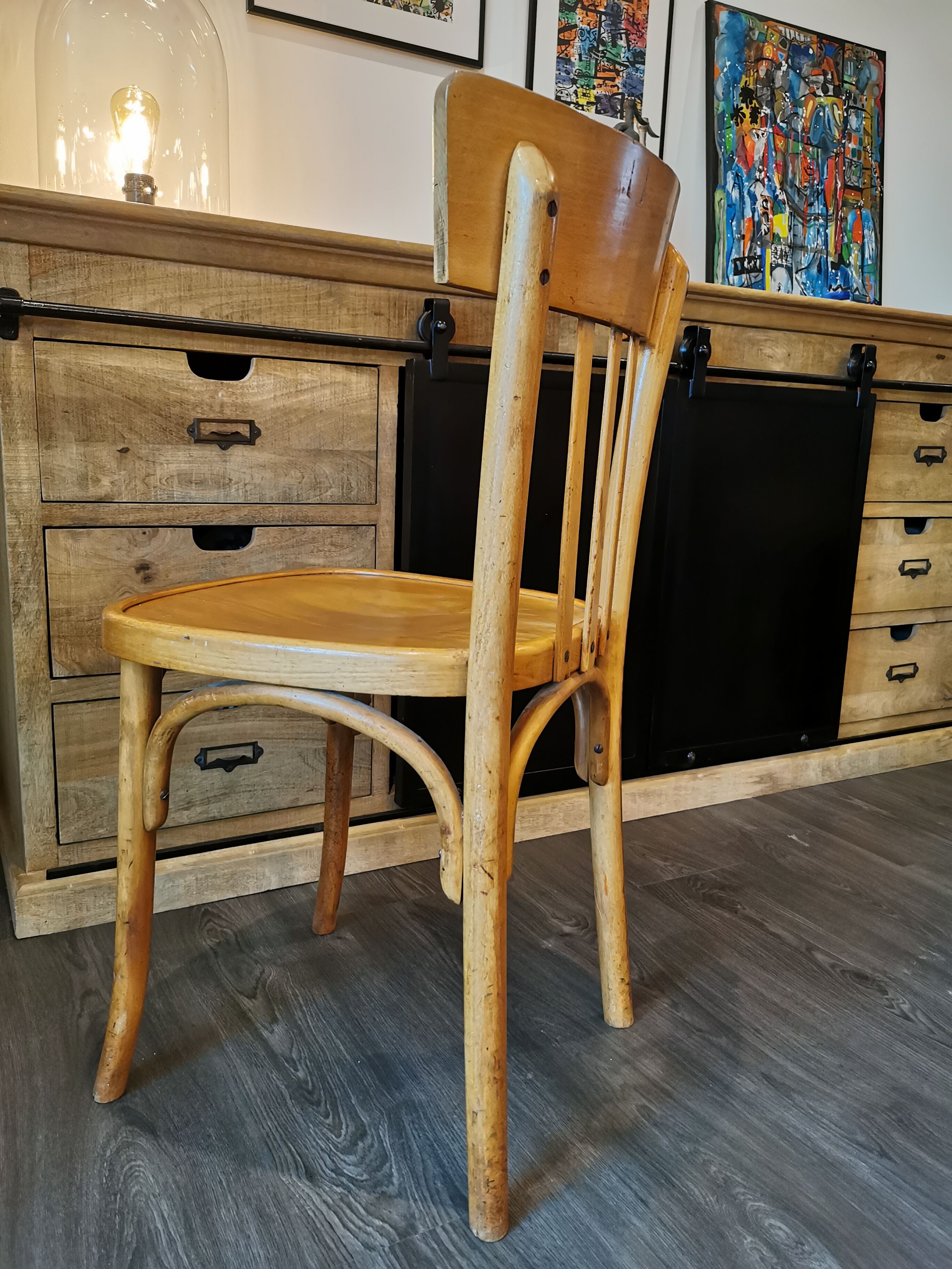 Series of 10 mismatched bistro chairs