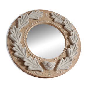 Miroir en grès roux - feuilles