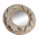 Miroir en grès roux et blanc, feuilles de chêne