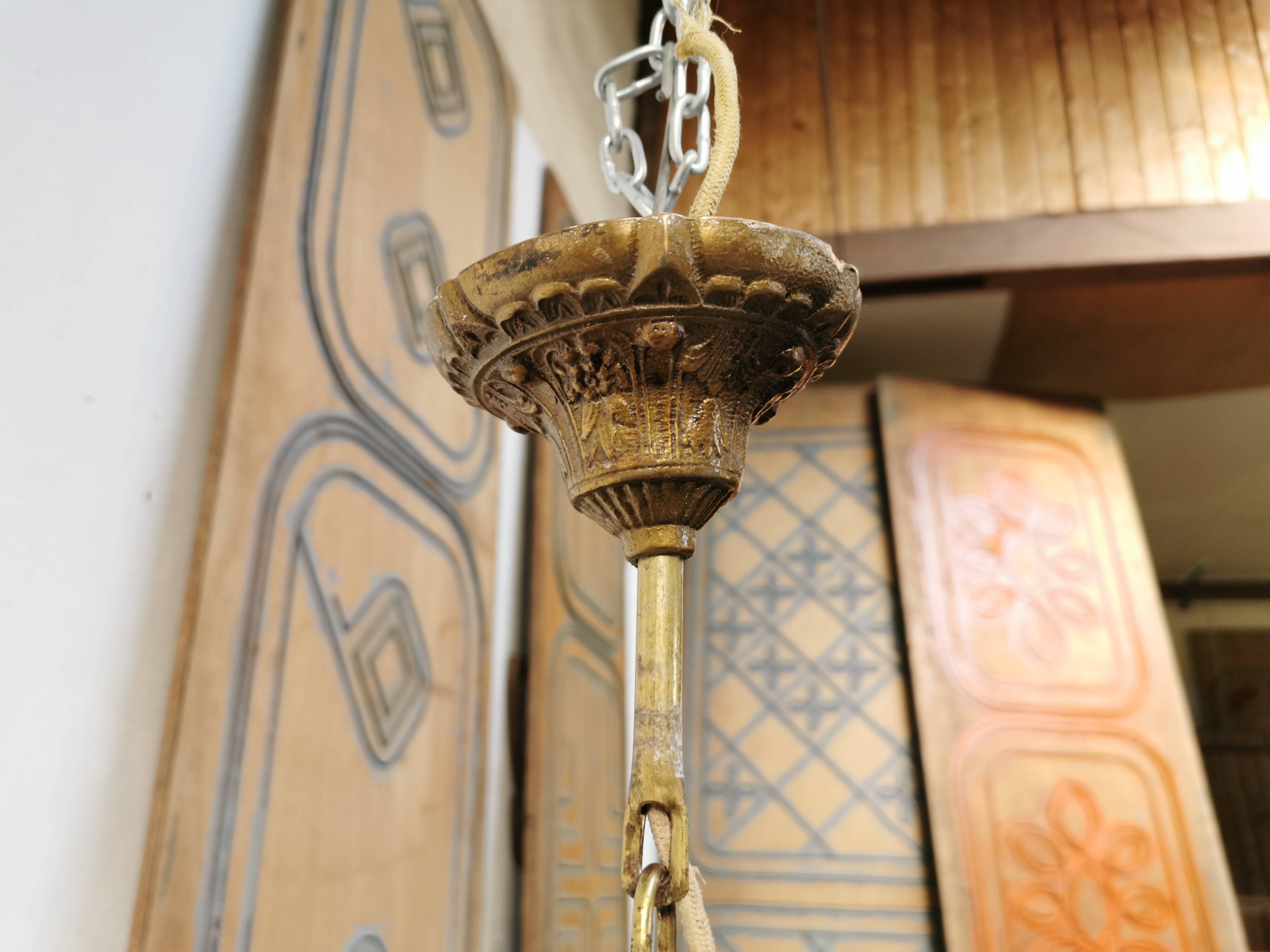 Vintage chandelier 8 lights and brass