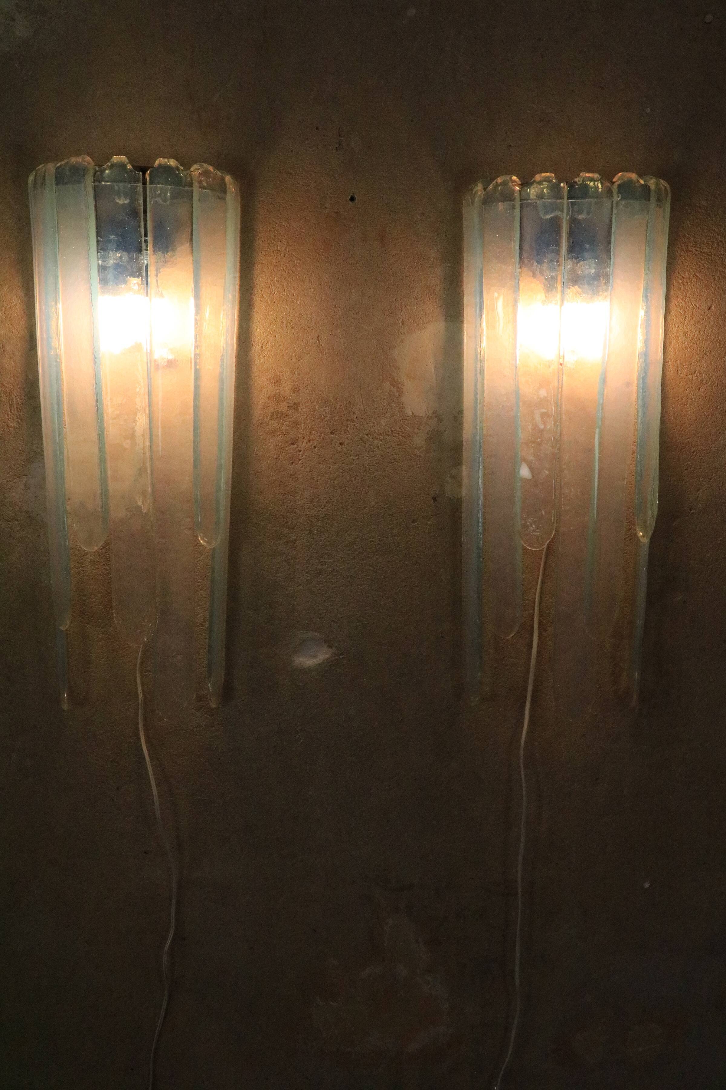 Wall light by Carlo Nason for Mazzega, Cascade, Glacier Blue, 1970s, 1/2