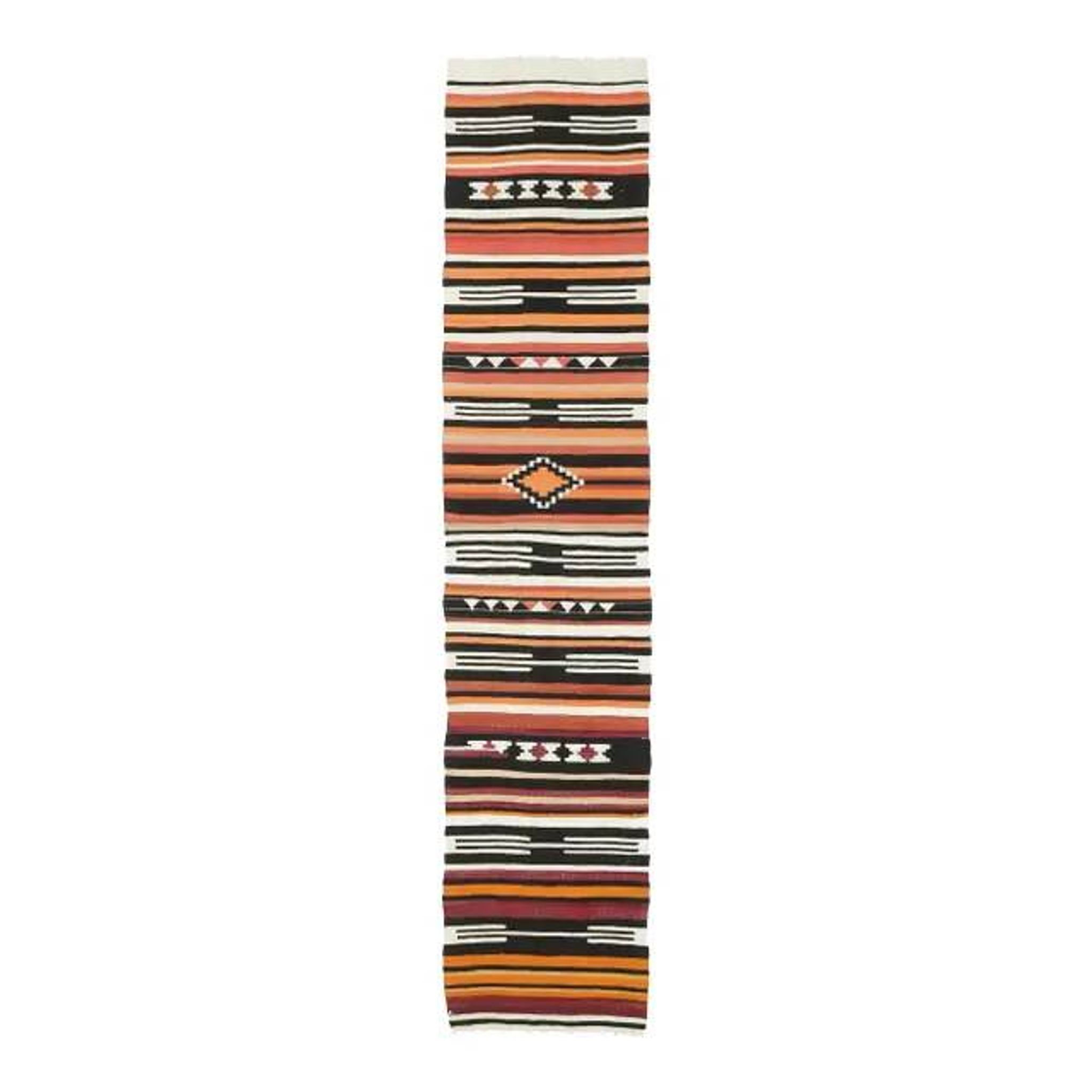 Vintage Turkish Oushak Handmade Wool Cotton White Kilim Runner Rug 60x295