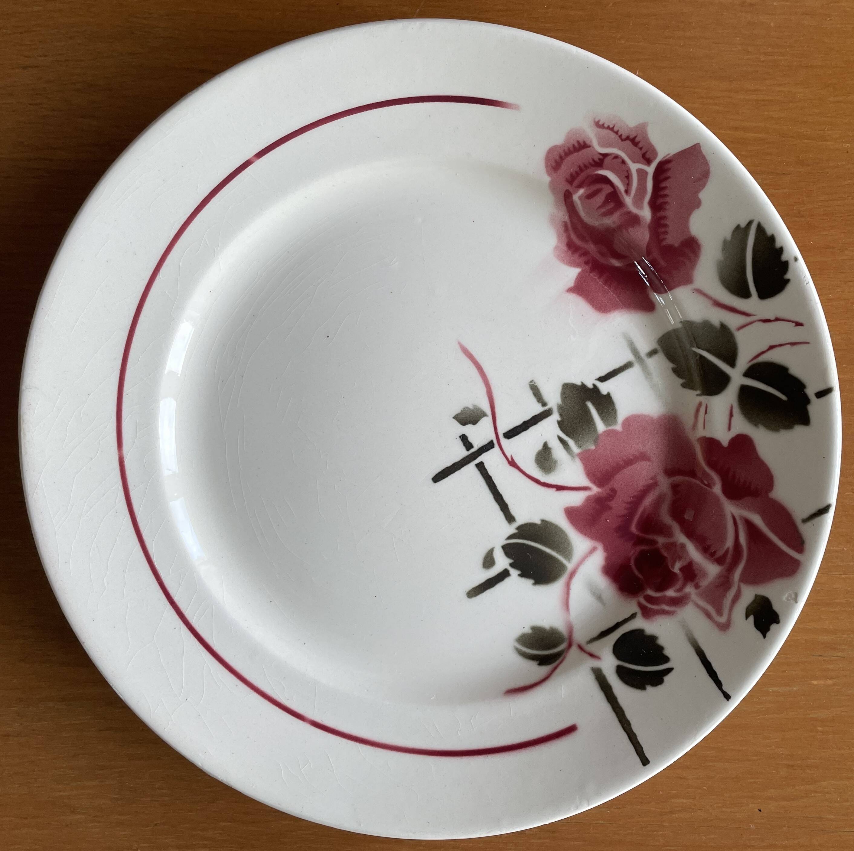 6 antique flat plates in faience from BADONVILLER