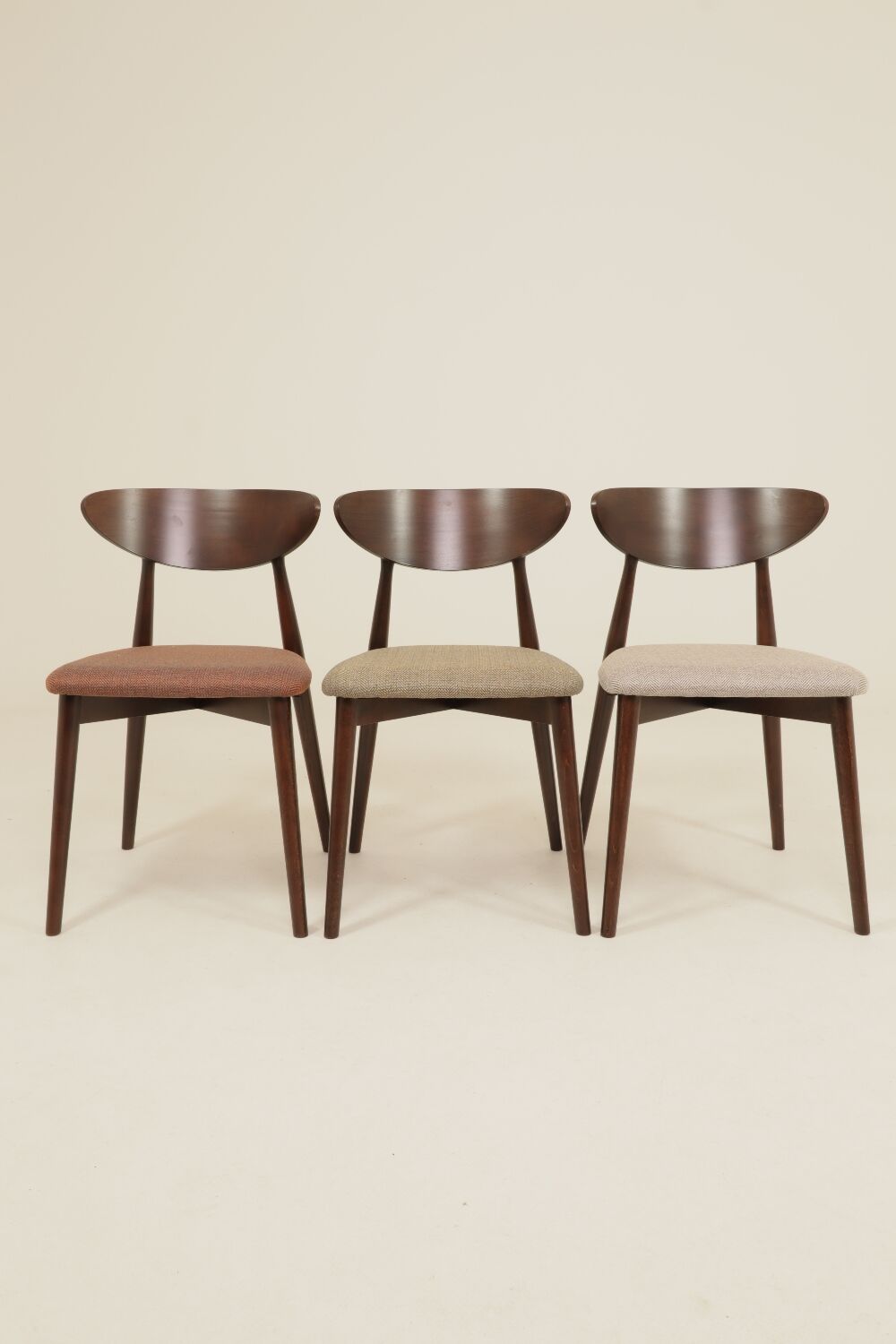 Set of 4 Modern Beech Wood Dining Chair, Herringbone yellow fabric