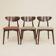Set of 4 Modern Beech Wood Dining Chair, Herringbone yellow fabric