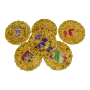 Lot de six assiettes - barbotine