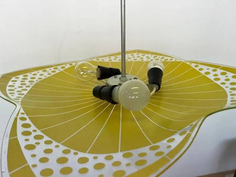 Mid-century design glass pendant by Napako, Czechoslovakia, 1970s.