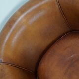 Fauteuil club vintage hollandais en cuir cognac