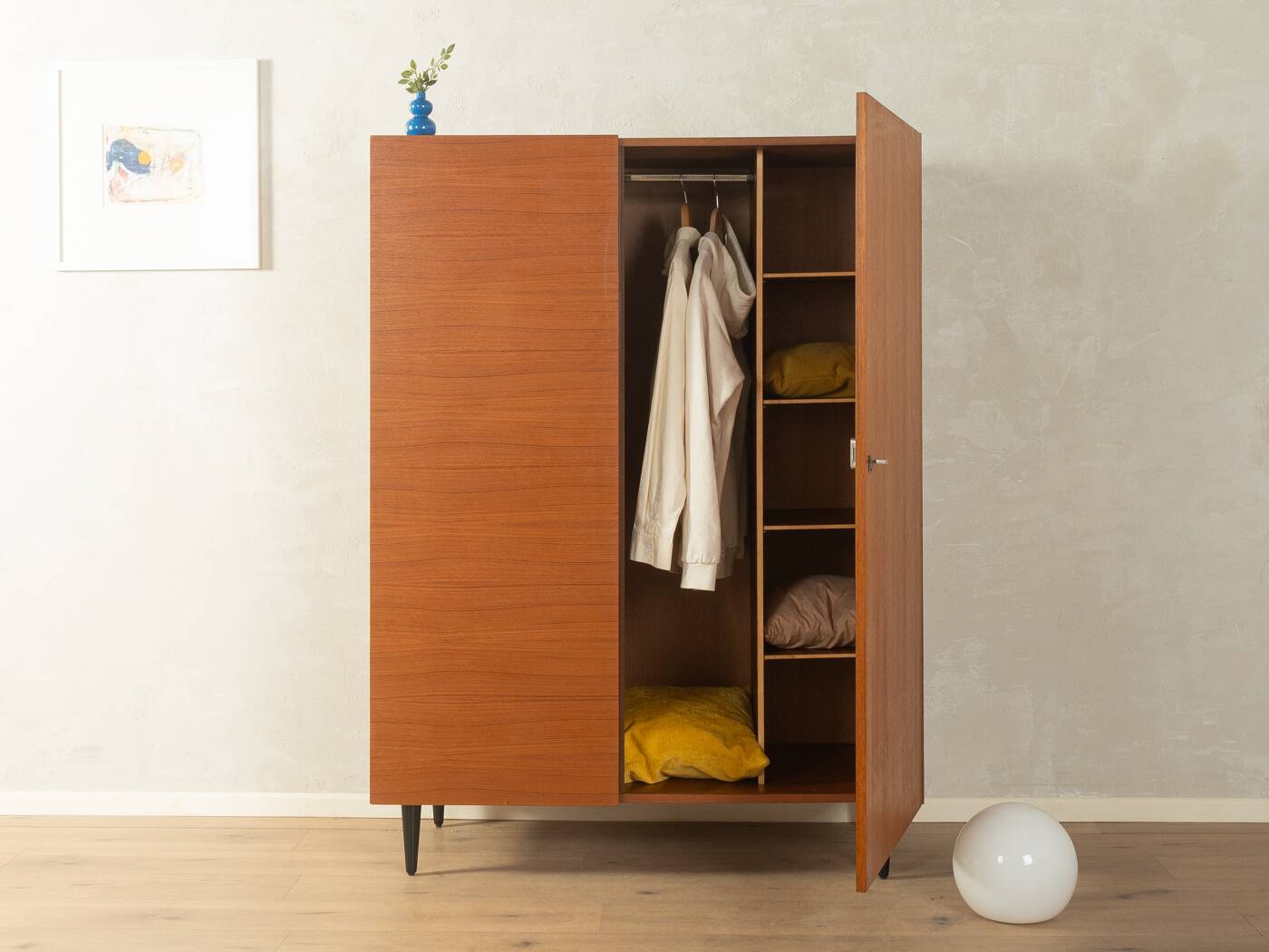 Elegant wardrobe from the 1960s in teak veneer