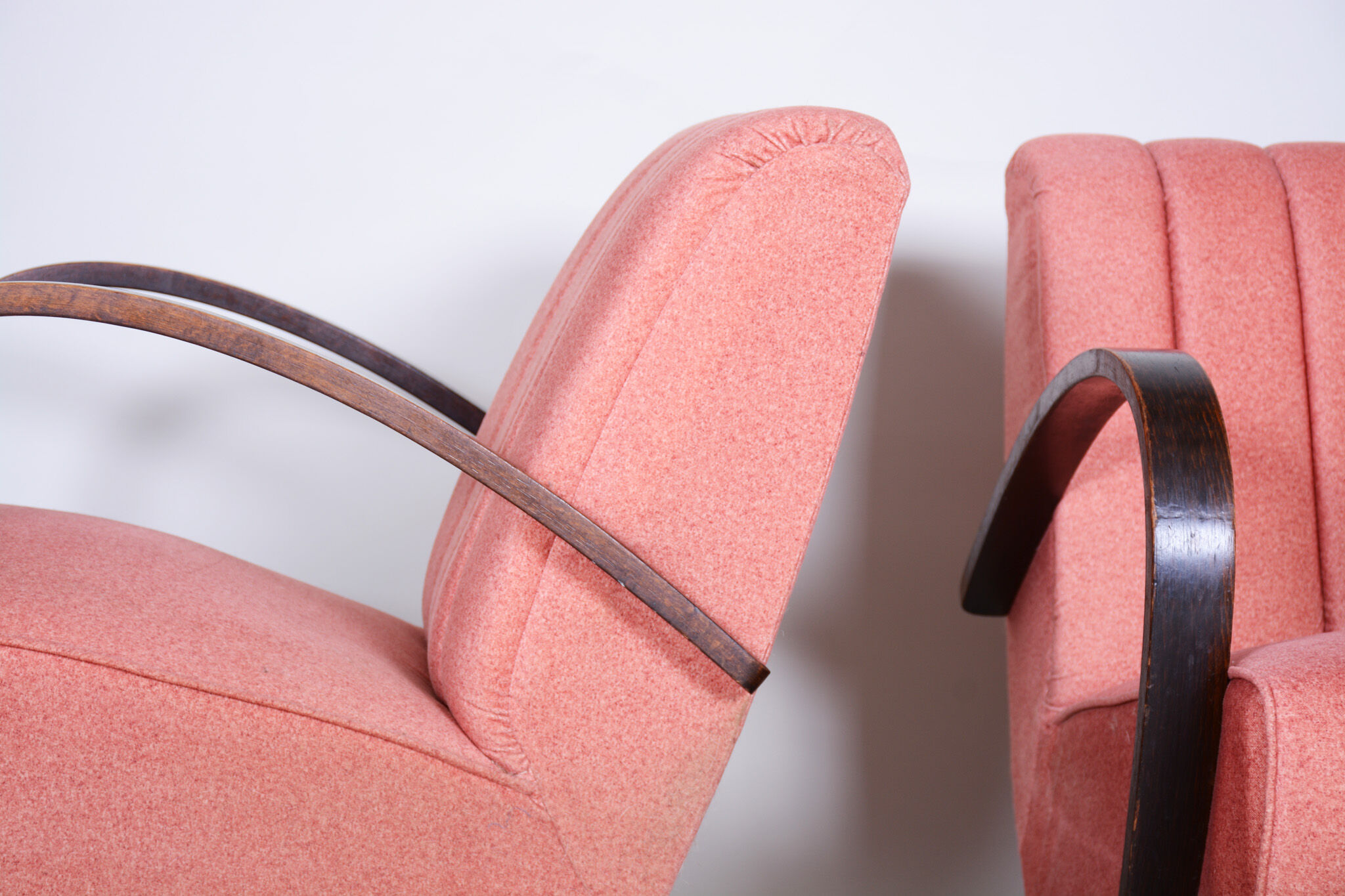 2 pink art deco armchairs 1930s czechia