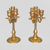Pair of art-deco candlesticks five lights with removable light arms ~ golden regulates ~ 1930s