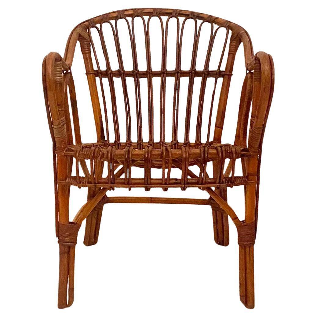 Mid Century Modern Bamboo Chairs and Table Set, Italy 1960s