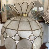 Pair of brass and mother-of-pearl lamps