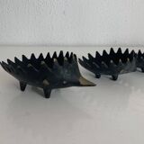 Vintage 1950 hedgehog ashtrays by Walter Bosse for Hertha Baller