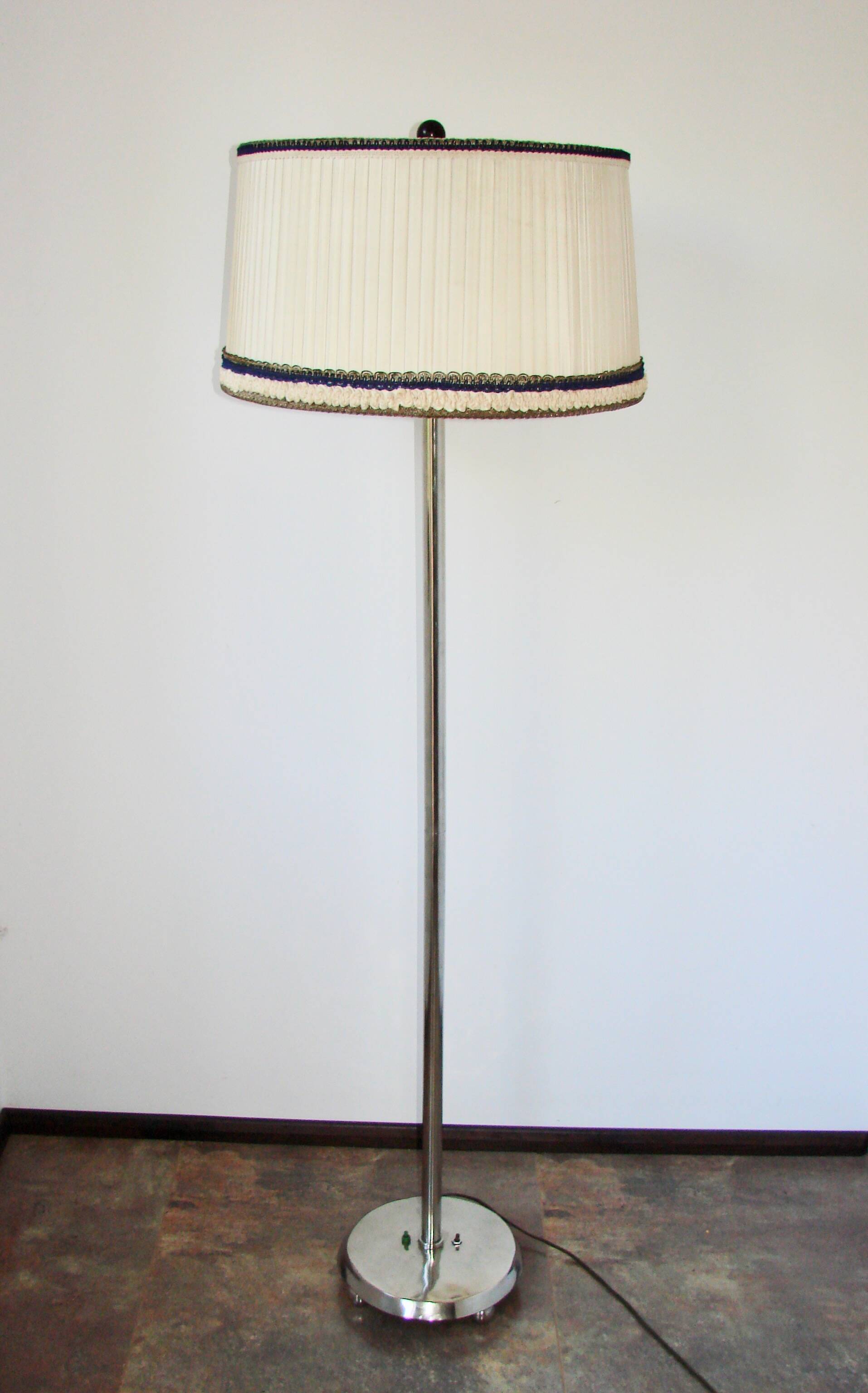 Art Deco floor lamp, 1930s, nickel-plated steel