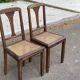2 solid wood caned art deco dining room chairs