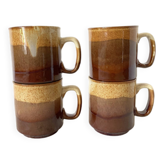 Vintage enameled stoneware mugs, England
