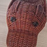 Hippopotamus zoomorphic wicker basket