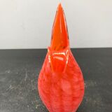 Pichet Murano verre soufflé multicouche orange & blanc vintage