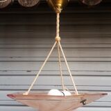 Art Deco ceiling lamp / chandelier in pink pressed molded glass in working order