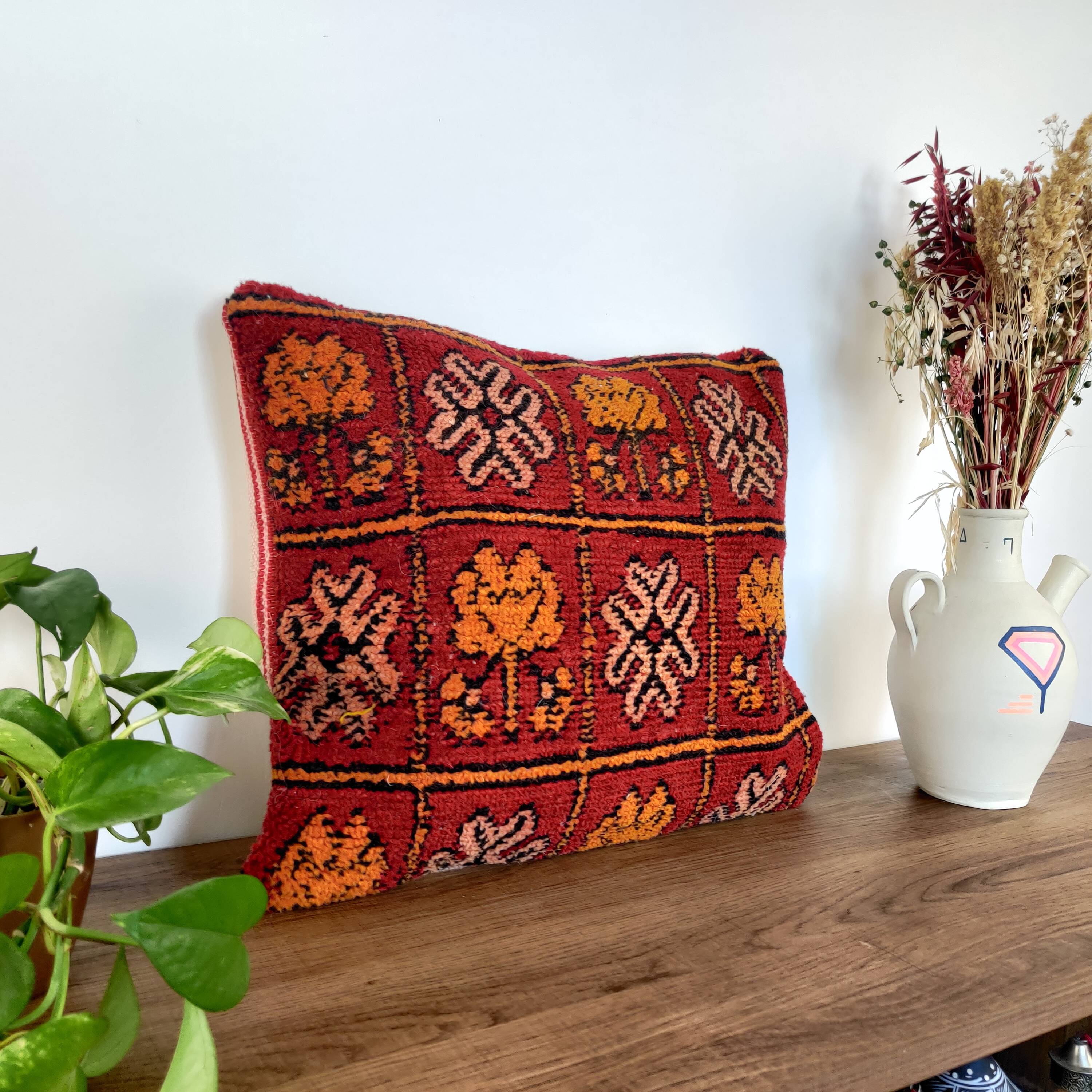 Moroccan ethnic red cushion