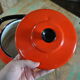 Orange enamelled kettle 60s/70s