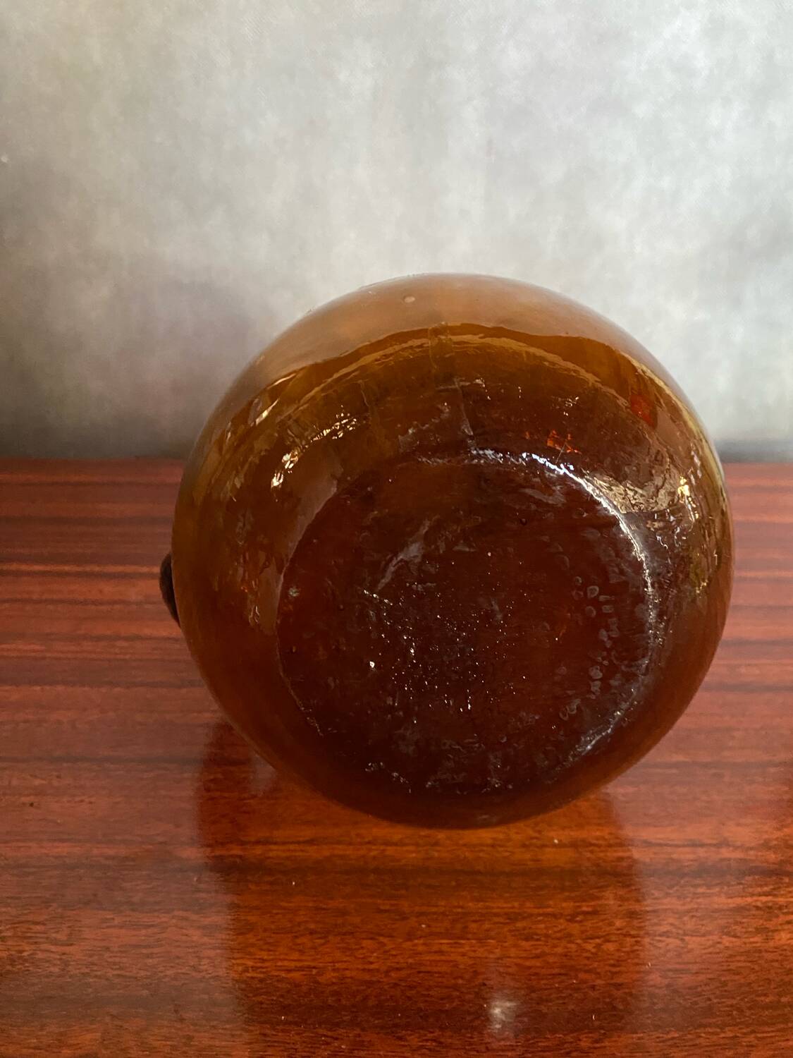 Antique Carafe CF Blown Glass Orange Amber Vintage #B842