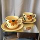 Duo of cups and under cups a chocolat or the vintage gien fleurs