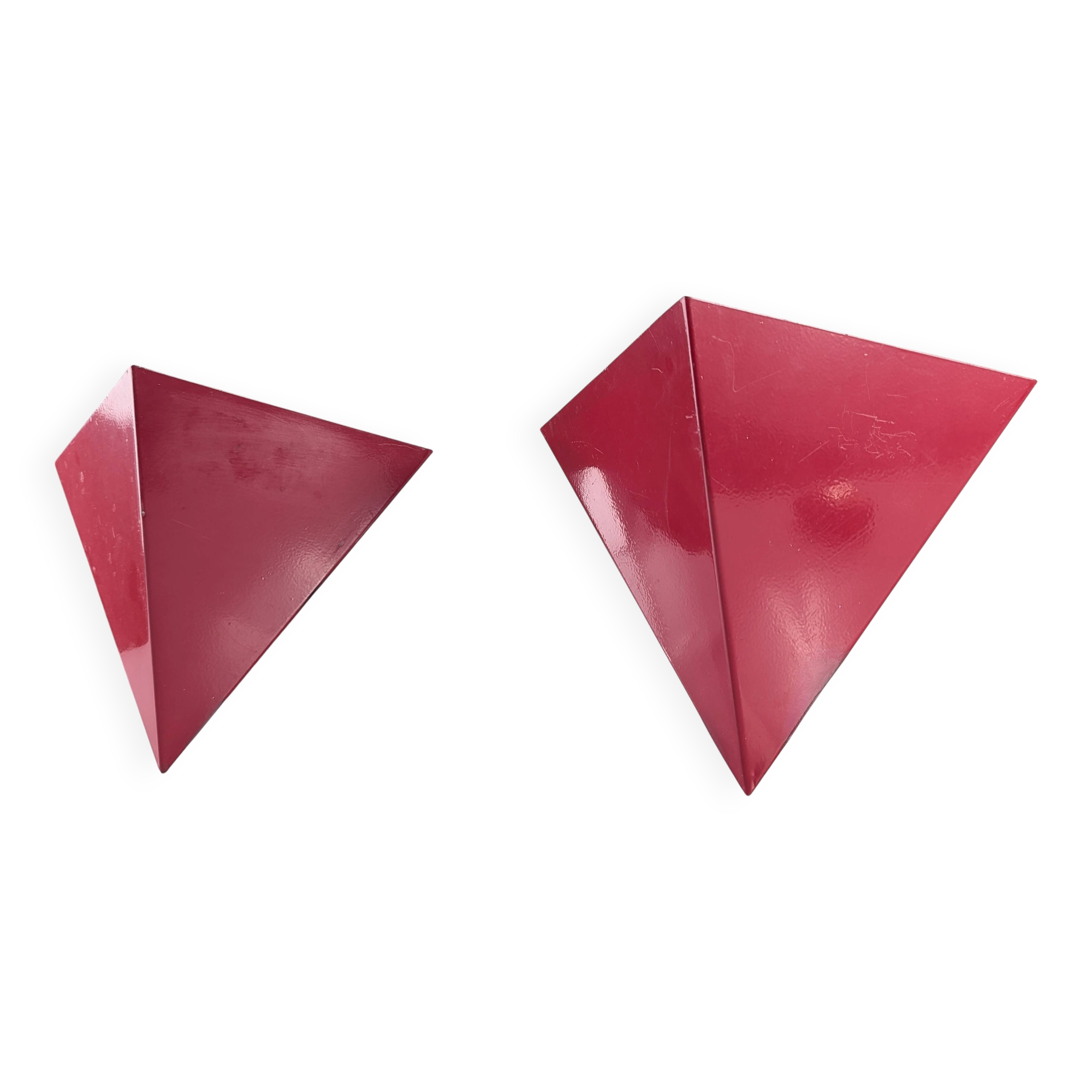 Geometric Red Metal Wall Sconces, 1970s