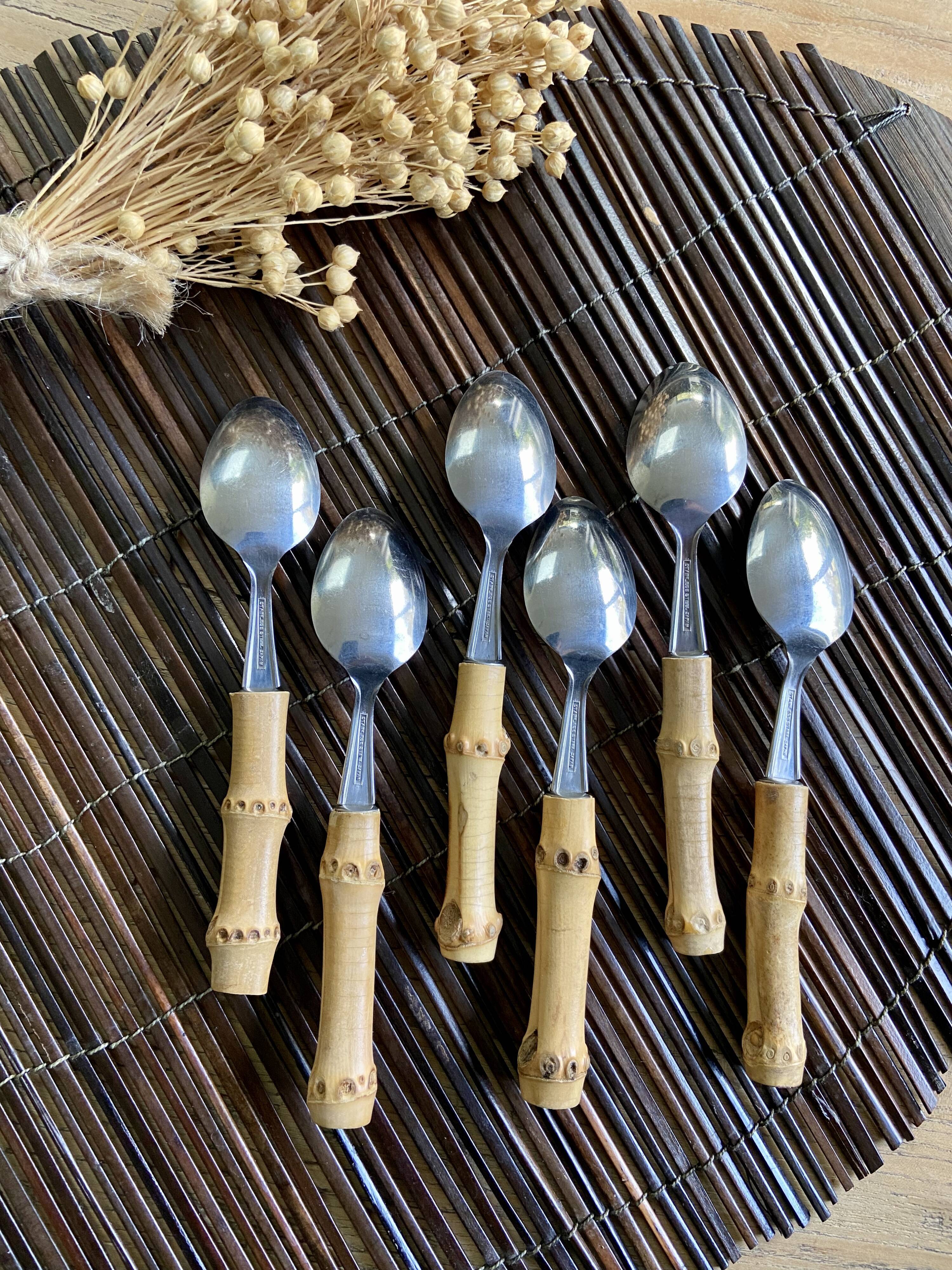 6 small vintage spoons Bamboo Japan