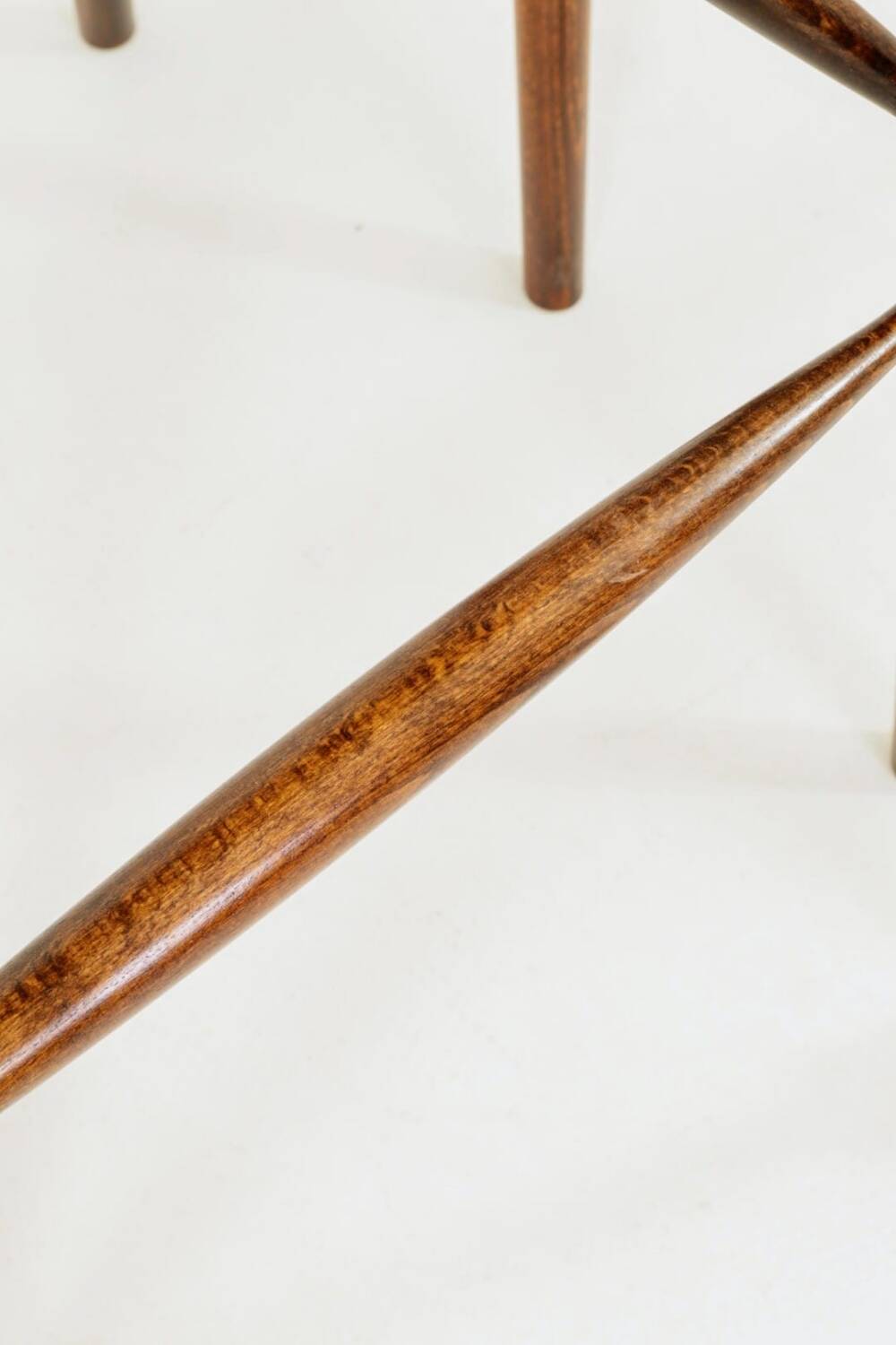 Set of three bar stools in vintage style rustic wood wool upholstery