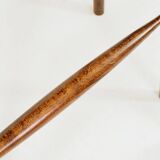 Set of three bar stools in vintage style rustic wood wool upholstery