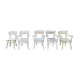 Ensemble d'assises  de jardin 4 fauteuils et 1 chaise - en bois
