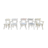 Set of garden seats: 4 armchairs and 1 chair - wooden