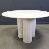 Round italian travertine dining table 1970s